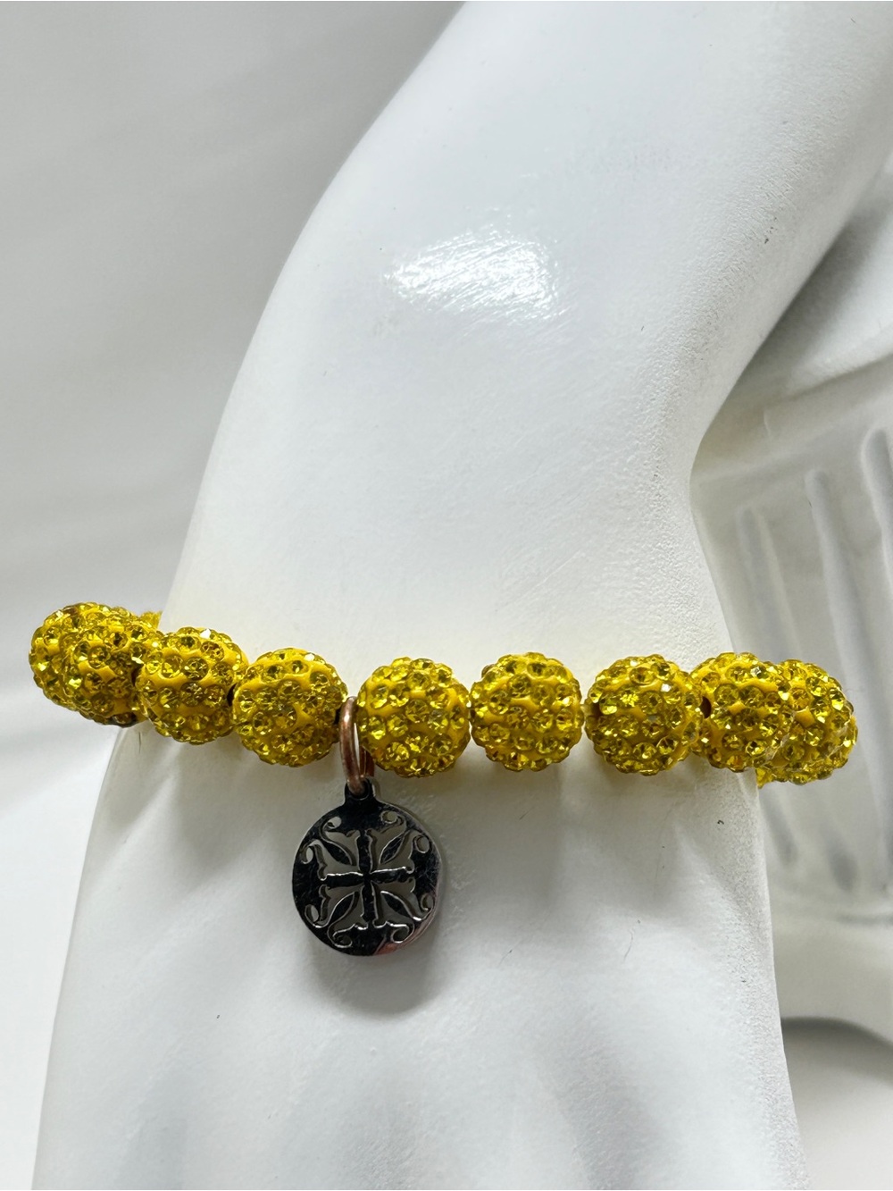 Rustic Cuff, Gold Crystal Beaded Bracelet, Stretch